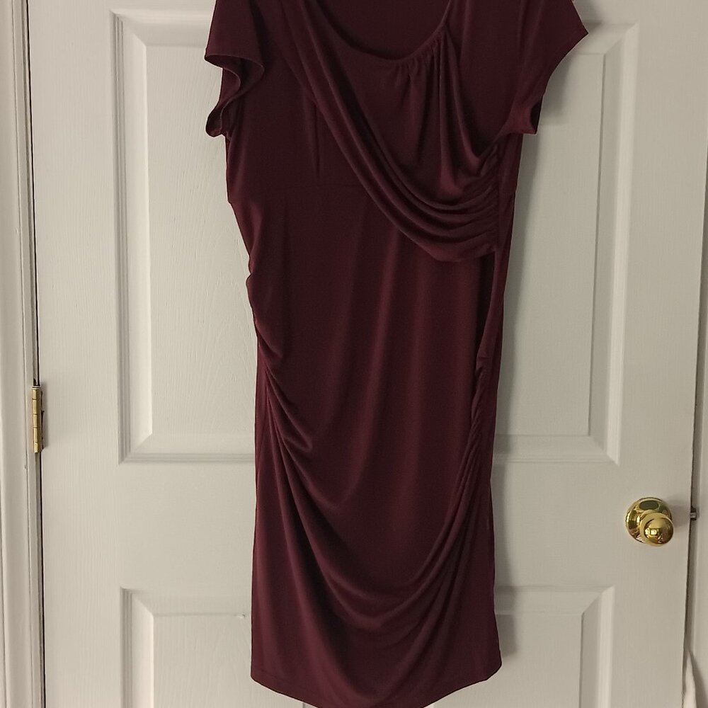 Shapesational Women's Burgandy‎ Dress Size XL Midi Short Sleeve Body Forming